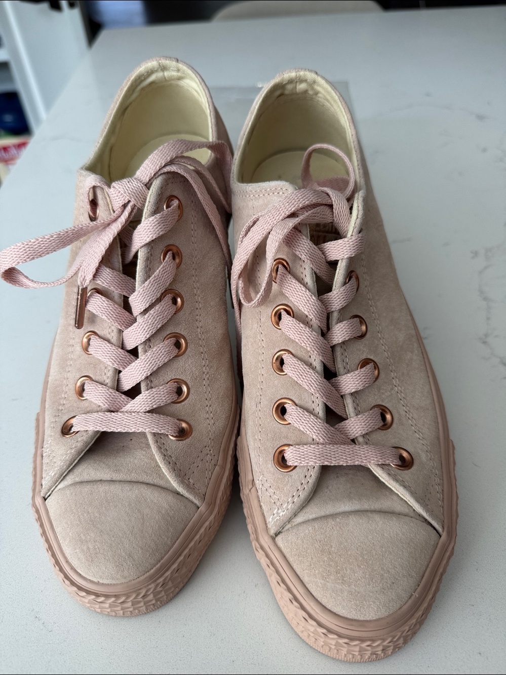 Converse Womens Suede Sneakers in Light Pink